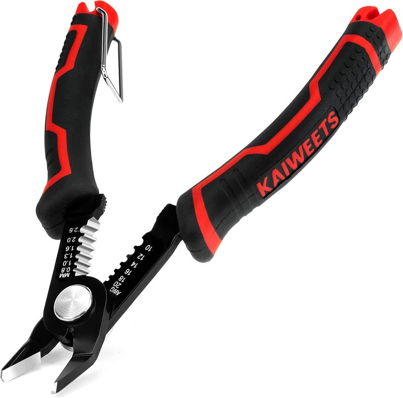 KAIWEETS Wire Cutters 6-Inch Flush cutter with Supplementary Stripping, Cutting Pliers, Handy and Slim Diagonal Cutters, Side Cutting Pliers, Sharp Snip, Safety Lock - Image 1